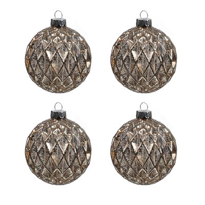 Set de 4 boules de noel pailletées en verre D8 SIA DECO