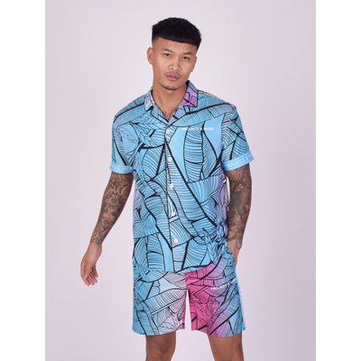 Chemise décontractée imprimé tropical avec col à revers PROJECT X