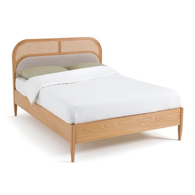 Lit cannage et velours avec sommier Buisseau LA REDOUTE INTERIEURS
