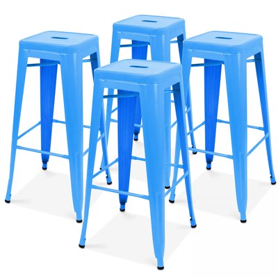 Lot de 4 tabourets en métal mat, INDUS OVIALA