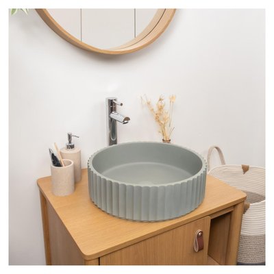 Vasque à poser ronde béton texturé vert 39,8cm IVILI MOB IN