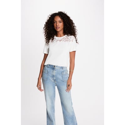 T-shirt dentelle manches courtes MORGAN
