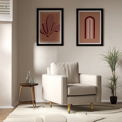 Coco Mid-Century Soft Brushed Armchair with Natural Wood Legs SO'HOME