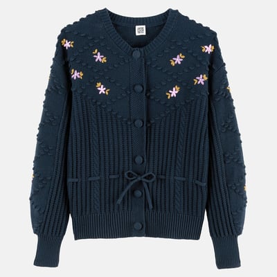 Cardigan brodé fleurs, avec lien à la taille LA REDOUTE COLLECTIONS