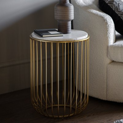 Chennai Marble Side Table with Brass Frame SO'HOME
