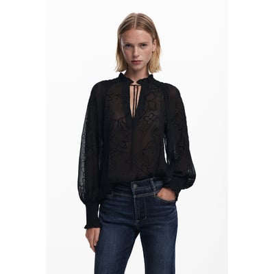 Blouse à transparences floquées DESIGUAL