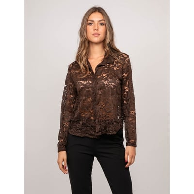 Chemise Dentelle Florale Transparente Olirose DONA LISA