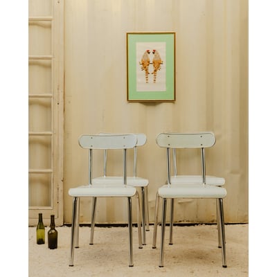 Lot de 4 chaises chromées et formica Alma N°2147 - Bon état DEBONGOUT