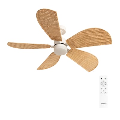 Ventilateur de Plafond Silencieux avec lumière et télécommande WIND RATTAN CREATE