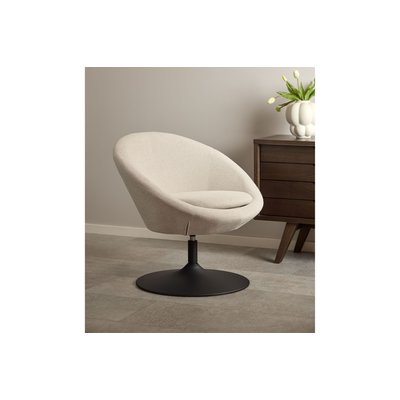 Fauteuil rond organique pivotant en tissu beige - NAEL HELLIN, DEPUIS 1862