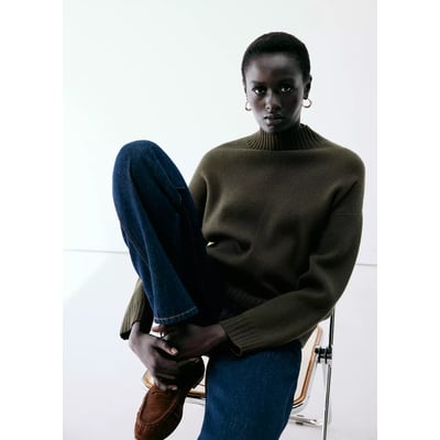 Pull-over maille col cheminée MANGO