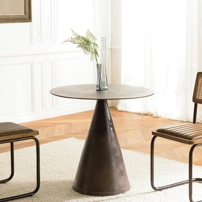 Table de repas ronde D80 cm métal antique pied conique ZALA PIER IMPORT