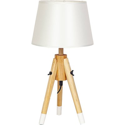 Lampe trépied bois naturel avec abat jour tissu élégant RECOLLECTION