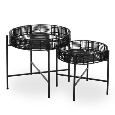 Rattan Tray Side Tables (Set of 2) SO'HOME