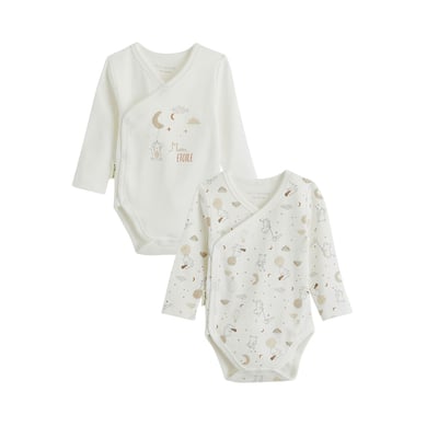 Lot de 2 bodies bébé manches longues ouverture croisée Eliah PETIT BEGUIN