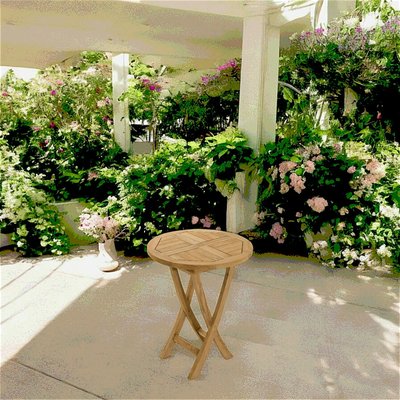 Table de jardin ronde pliante en bois de teck 60cm SUMMER 2 personnes PIER IMPORT