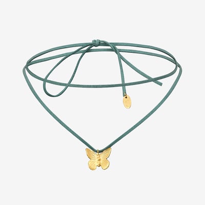 Collier/bracelet cordon doré vert d'eau petit modèle - butterfly CAROLINE NAJMAN