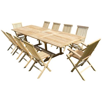 Ensemble de jardin en teck premium KIRANG 8 chaises 2 fauteuils JENAE TECK'LINE