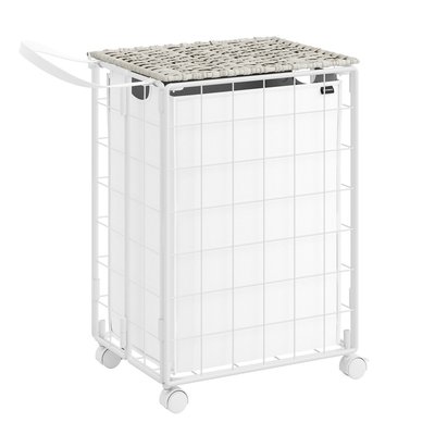 Panier à linge en métal avec sac en tissu et couvercle - L46 cm CALICOSY