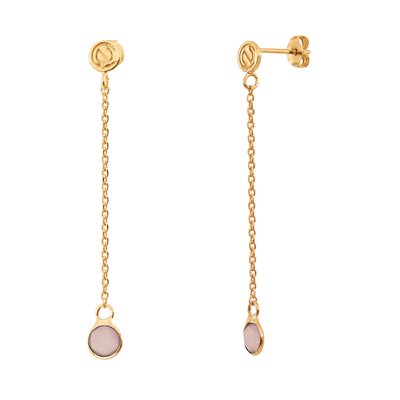 Boucles d'oreilles longues moorea calcedoine rose CAROLINE NAJMAN