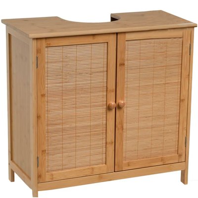 Meuble salle de bain sous lavabo en bambou 2 portes 60x30x60cm WADIGA