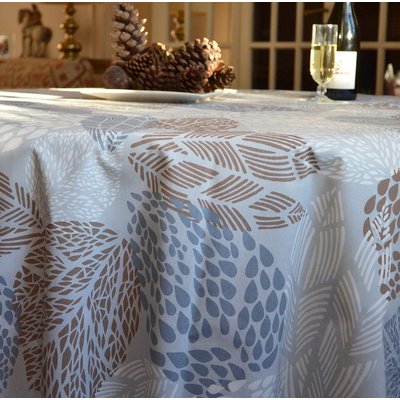 Nappe enduite ronde ou ovale FEUILLES FLEUR DE SOLEIL