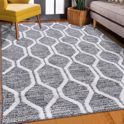 Tapis longs poils shaggy tissé motif scandinave LALALO UN AMOUR DE TAPIS