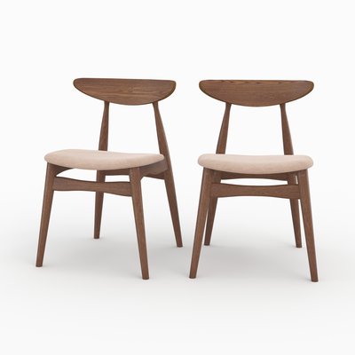 Lot de 2 chaises en tissu d'hévéa - JOSETTE RENDEZ-VOUS DÉCO