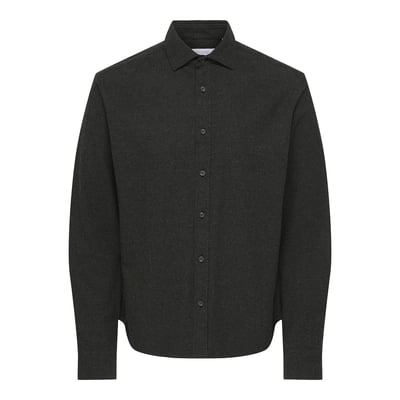 Chemise unie manches longues, coupe slim ONLY & SONS