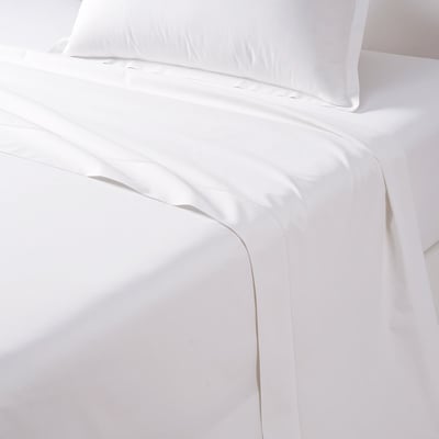 Drap plat en percale de coton rouge, ALCOVE DESFORGES