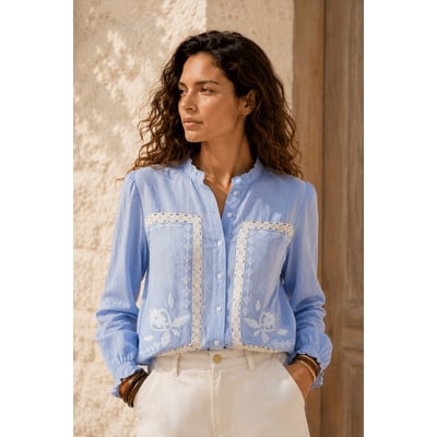 Blouse manches longues col mao uni BORYS LA PETITE ETOILE