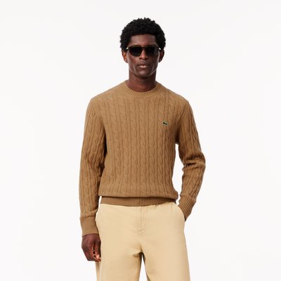 Pull torsadé en laine cardée col rond LACOSTE