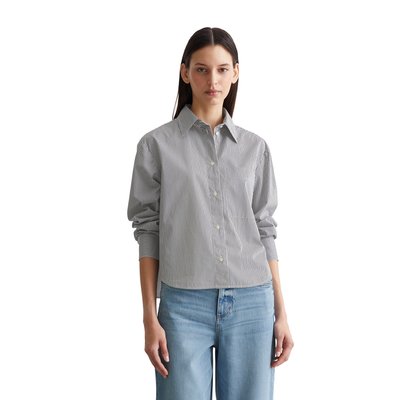 Blouse à rayures cropped en popeline de coton premium MARC O'POLO