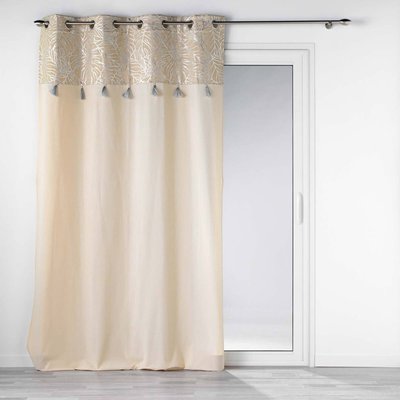 Rideau  uni top métal pompons Solea argent DECORATIE