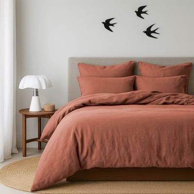 Parure + taies 65x65 coton lavé LUNA FEBRONIE