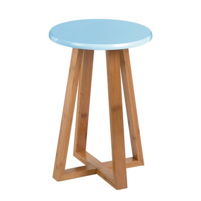 Light Blue Round Bamboo Stool SO'HOME