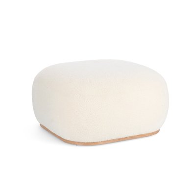 Pouf carré bouclette blanc ivoire L68 - STRATUS HELLIN, DEPUIS 1862