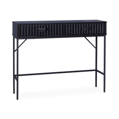 Console effet bois rainuré 2 tiroirs BAZALT SWEEEK