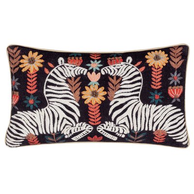 Mirrored Zebra Embroidered Cotton Cushion WYLDER