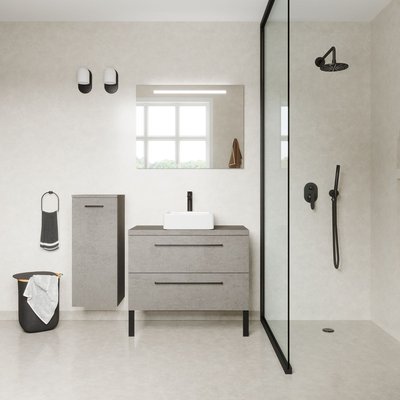 Ensemble vasque posée 2 tiroirs + miroir - GLASGOW HOMIFAB