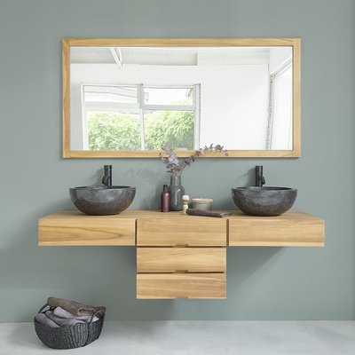 Meuble de salle de bain en teck massif 160 cm  MILAN BERAH GETAH