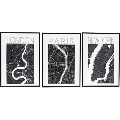 Assortiment de 3 cadres Londres/Paris/New York JARDINDECO