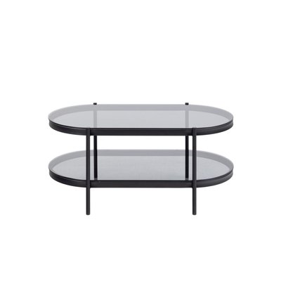 Table basse ovale en verre et métal noir - BENNY HELLIN, DEPUIS 1862