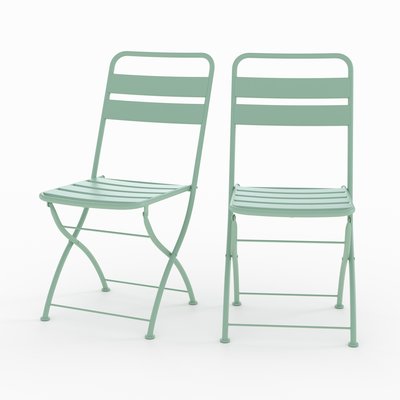 Lot de 2 chaises de jardin en métal, pliantes - YUMI RENDEZ-VOUS DÉCO