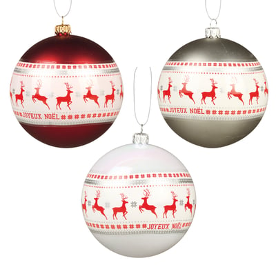 Set de 3 boules Rennes de noel EDEN