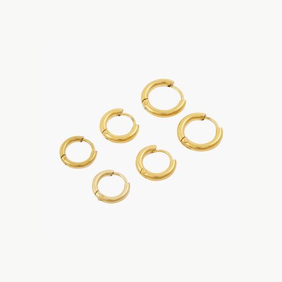 Set de 3 mini créoles en acier inoxydable doré BALABOOSTE