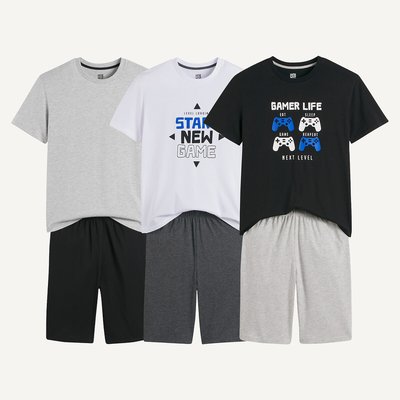 Pack of 3 Short Pyjamas in Cotton LA REDOUTE COLLECTIONS