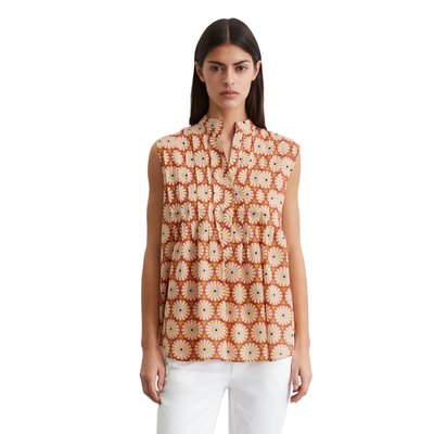 Blouse imprimée sans manches flared en voile de coton léger MARC O'POLO