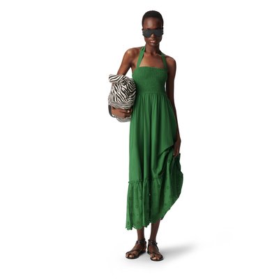 Robe midi bustier à smocks IKKS