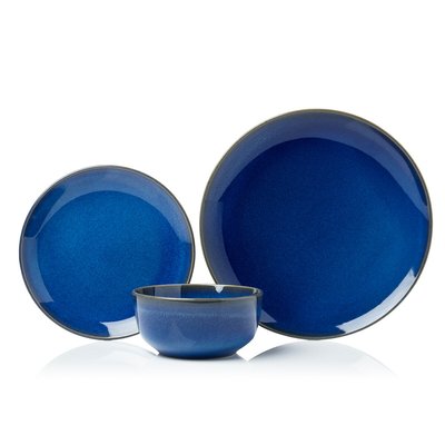 12-Piece Blue Glaze Stoneware Dinner Set SO'HOME
